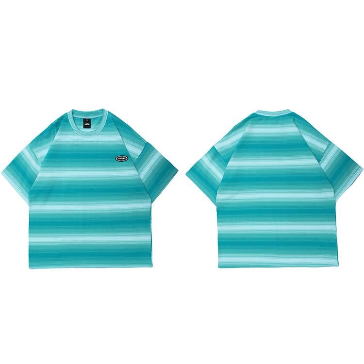 Justnotag T-shirt à manches courtes à rayures horizontales dégradées de la même couleur