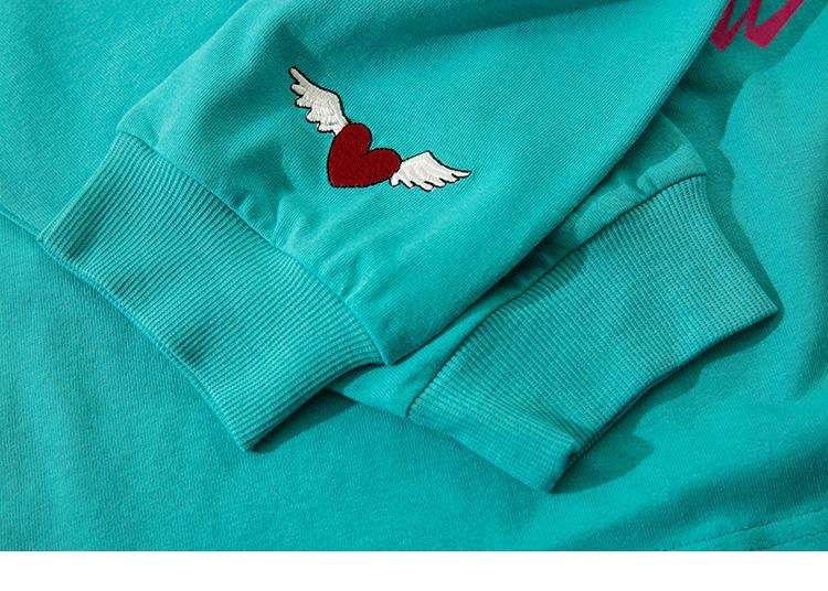 Justnotag-Stickerei-Herz-Mädchen-Buchstaben-Druck-Sweatshirts