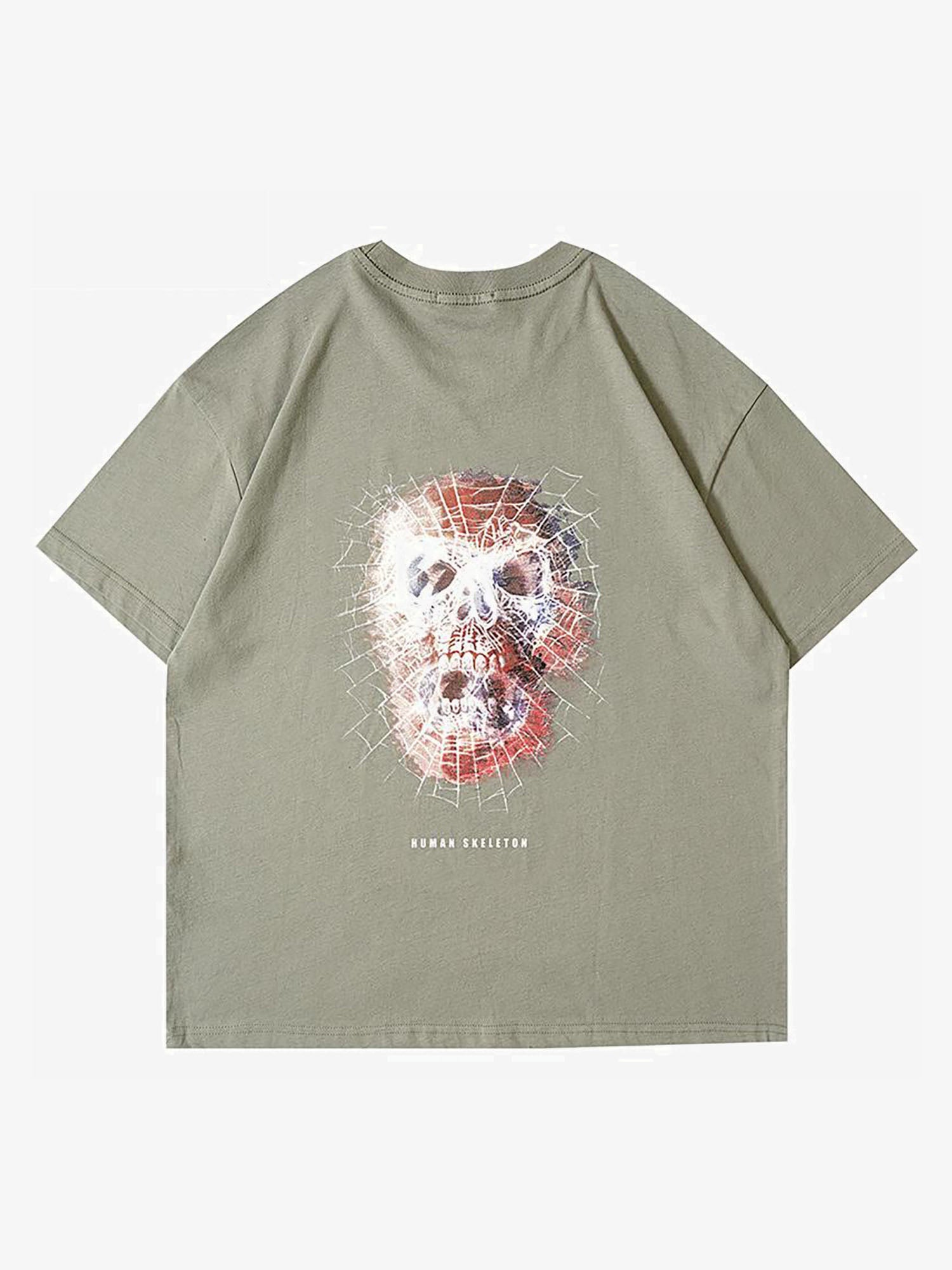 Justnotag Spider Webs Bind Flame Skull Kurzarm-T-Shirt
