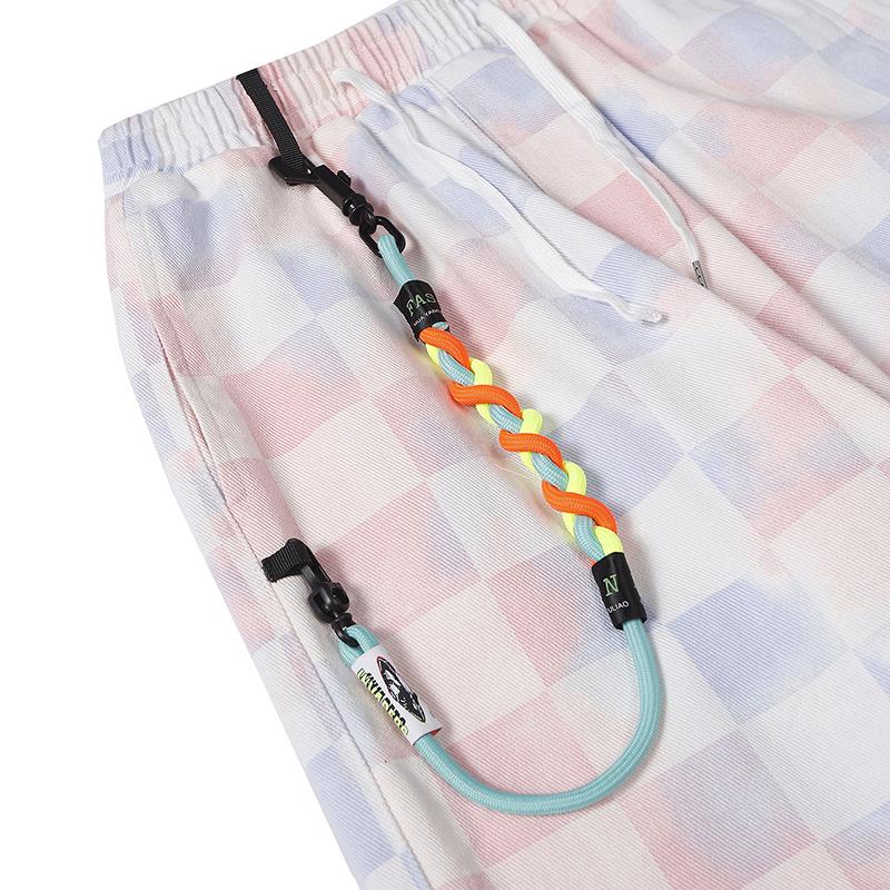 JUSTNOTAG Retro Trend Plaid Color Chain Tie-dye Wide Leg Joggers