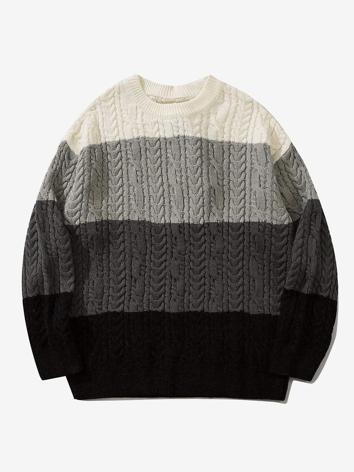 JUSTNOTAG Patchwork Striped Knitted Sweater