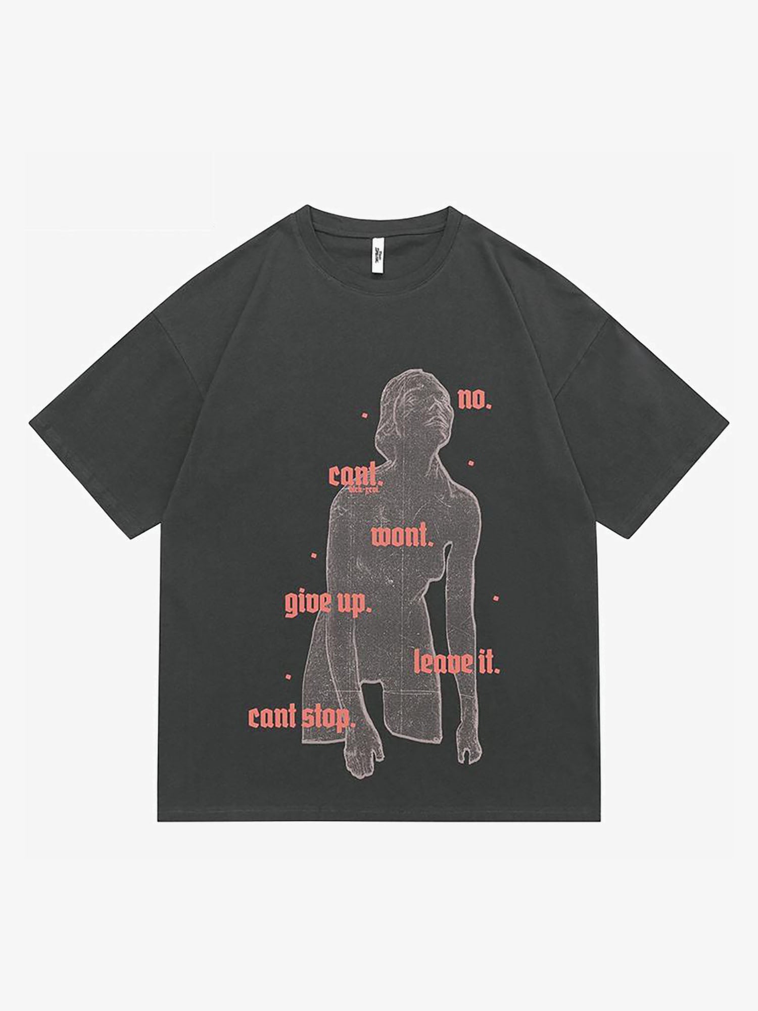Justnotag Hip Hop T-shirt à manches courtes imprimé lettre graphique