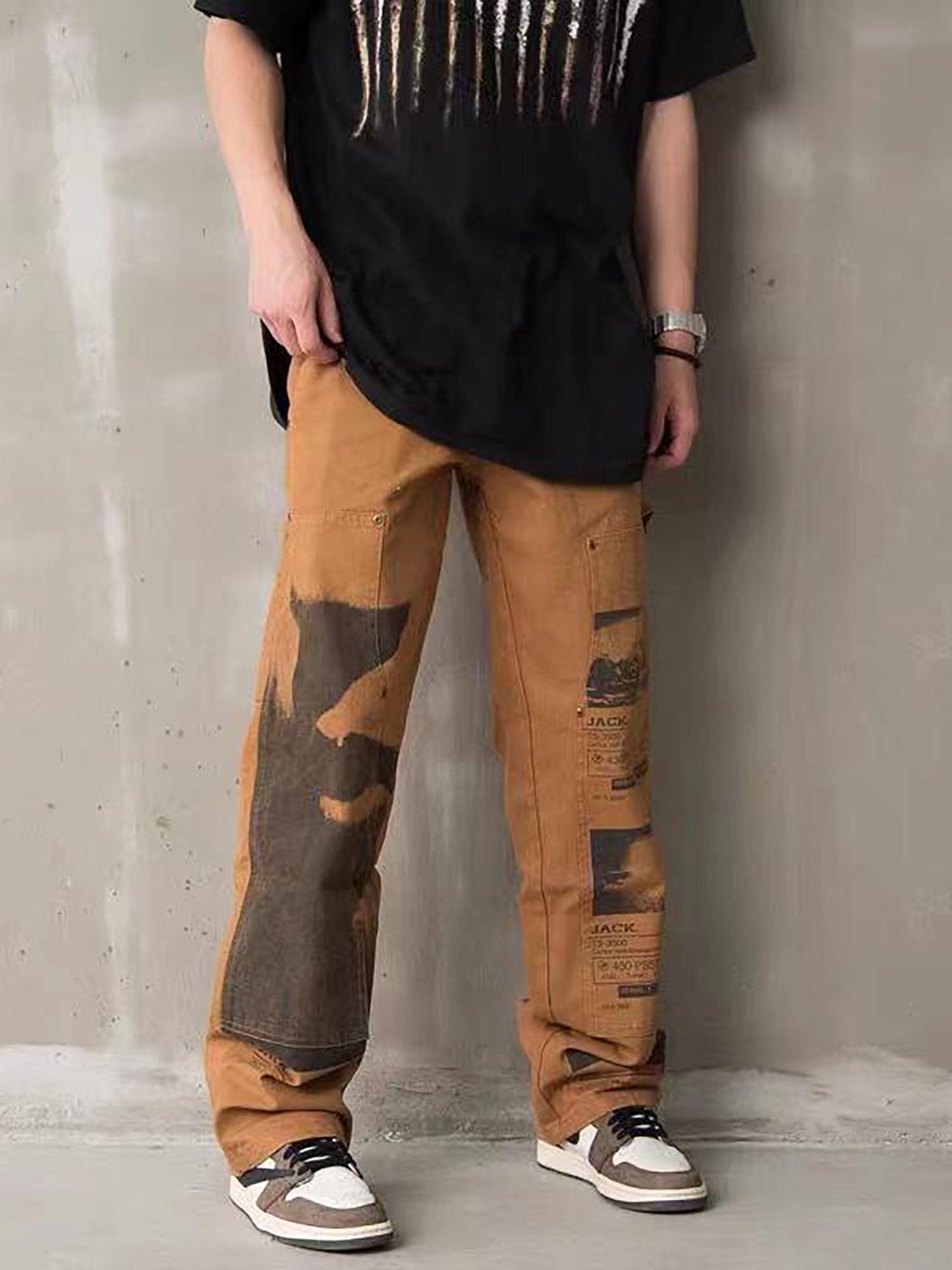 JUSTNOTAG Cactus Cargo Trousers Patch Printed Cargo Pants