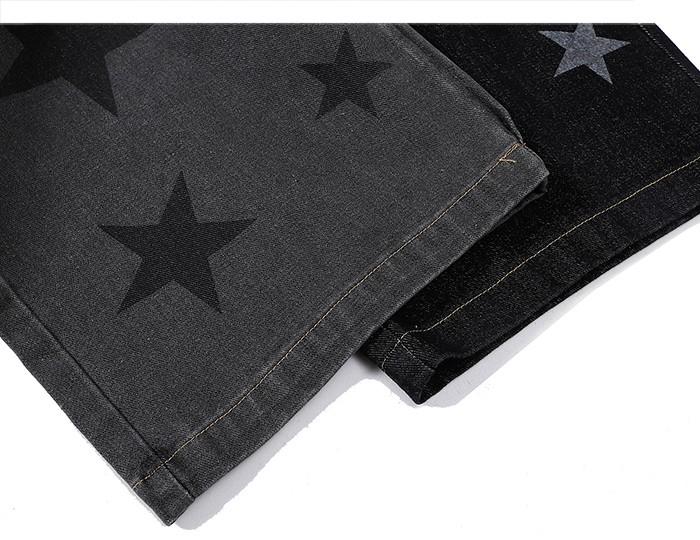JUSTNOTAG Color Block Patchwork Star Print Multi Pockets Jeans