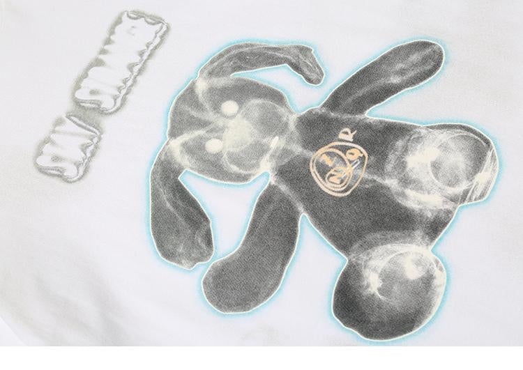 JUSTNOTAG X-Ray Cartoon Rabbit Print Short Sleeve Tee