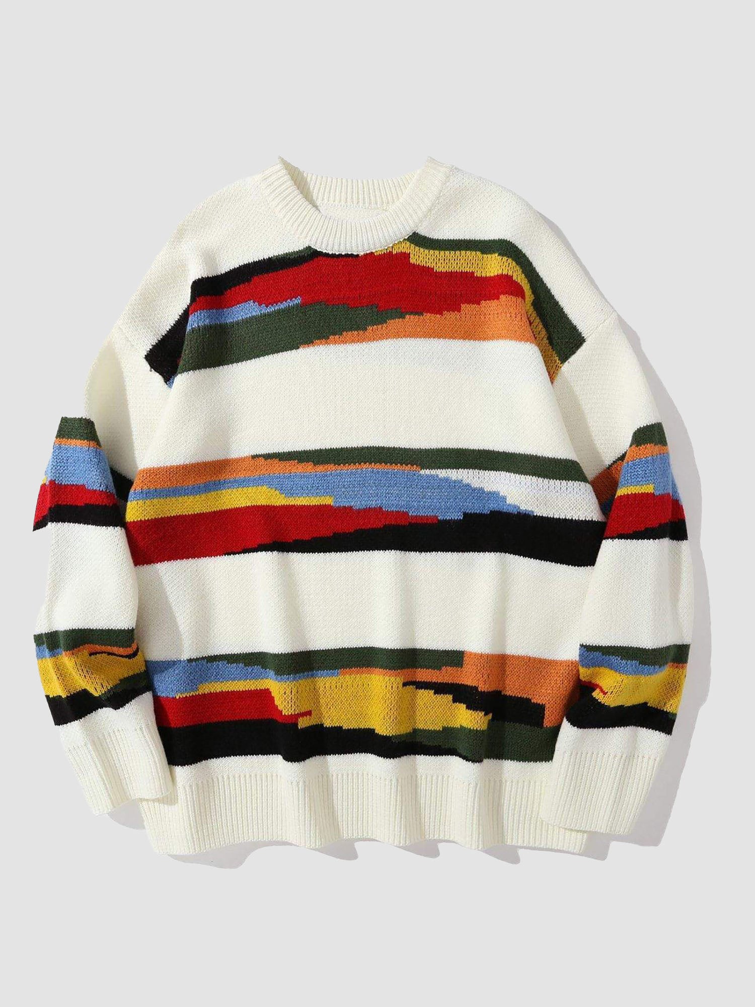JUSTNOTAG Irregular Striped Knitted Sweater