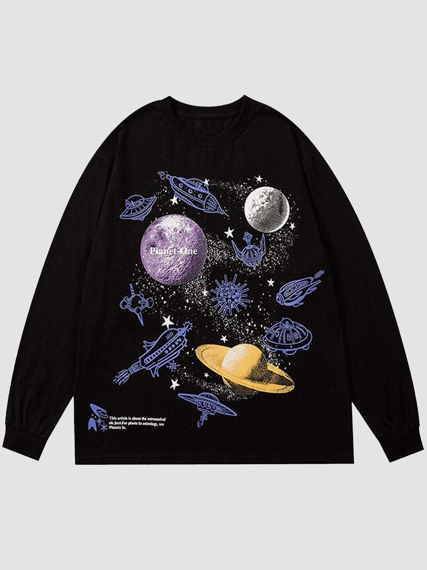Justnotag Spaceship Planet Sweatshirt mit Buchstabendruck