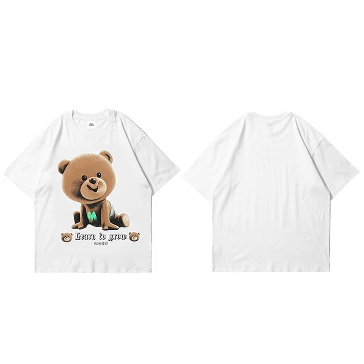 JUSTNOTAG Stuffed Bear With Happy Smile Short Sleeve Tee