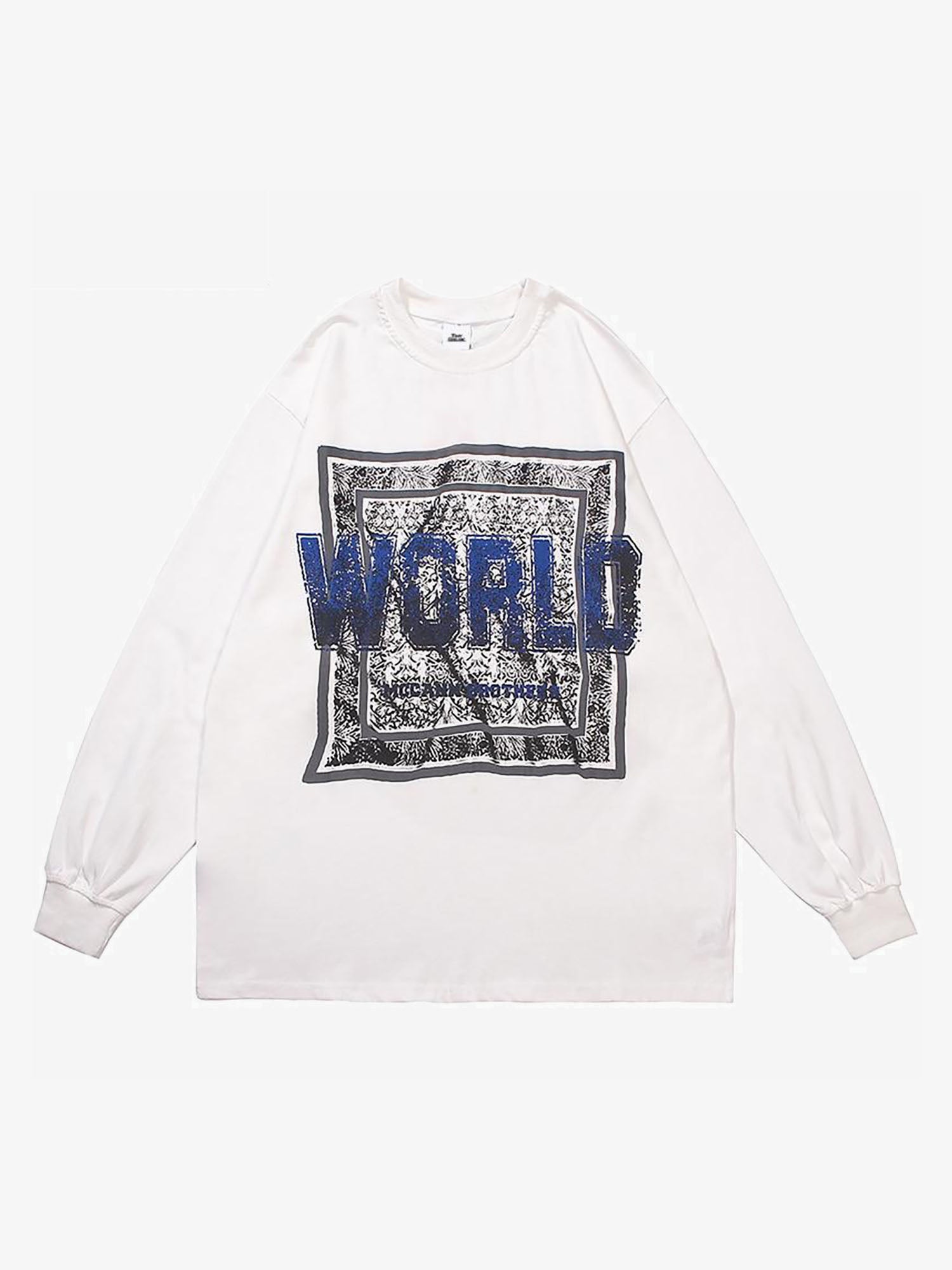 JUSTNOTAG Letter Graphic Print Long Sleeve Sweatshirts