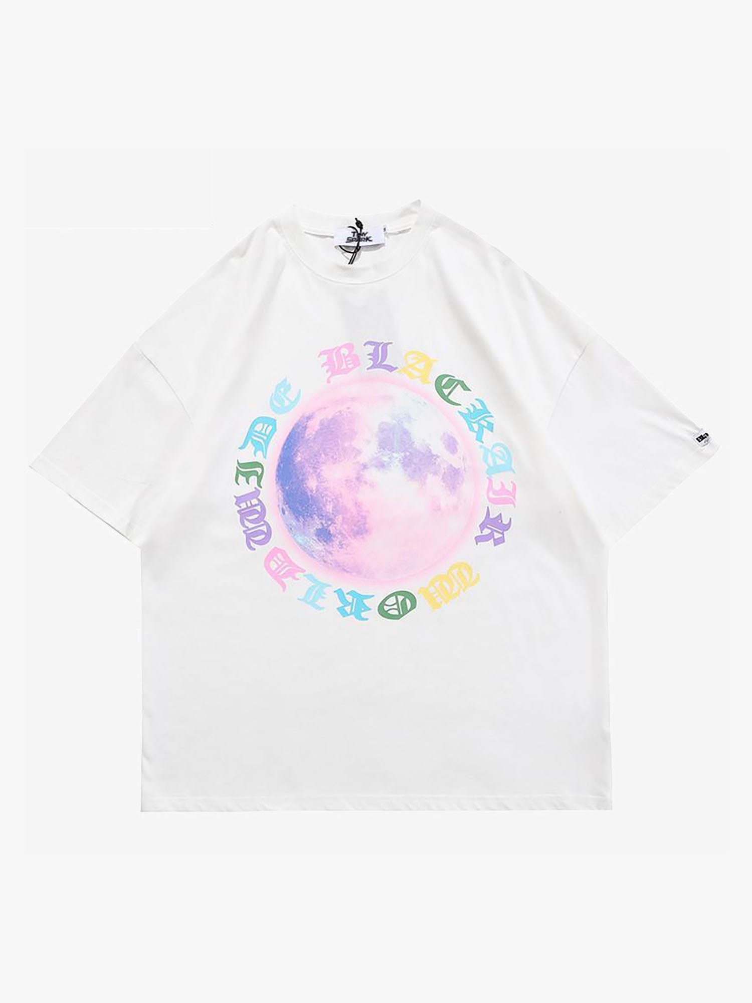 JUSTNOTAG Letters Around Colored Earth Print Short Sleeve Tee