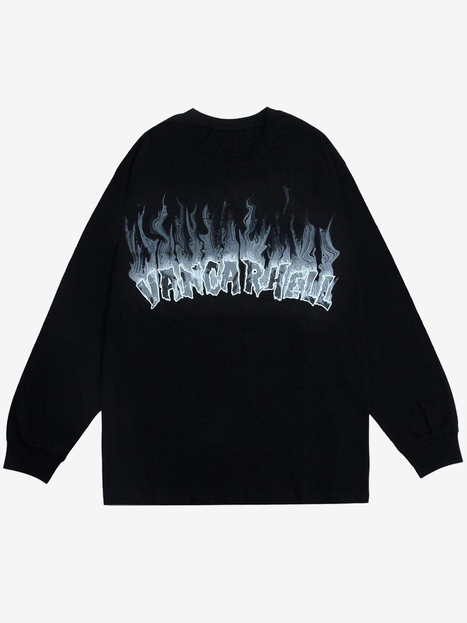 JUSTNOTAG Fire Flame Letter Print Sweatshirt
