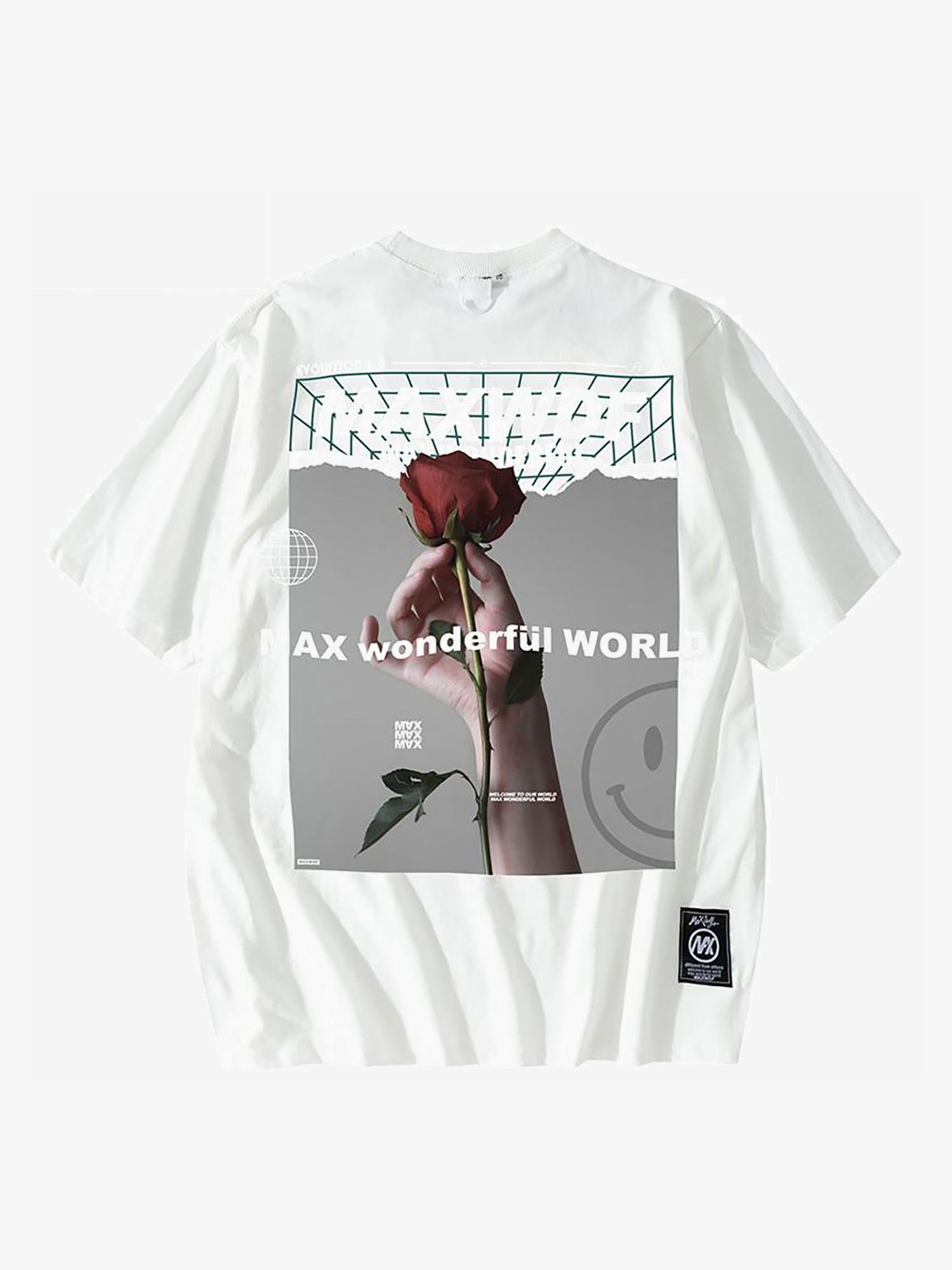 T-shirt à manches courtes Justnotag Hold Red Rose Letter One Hand