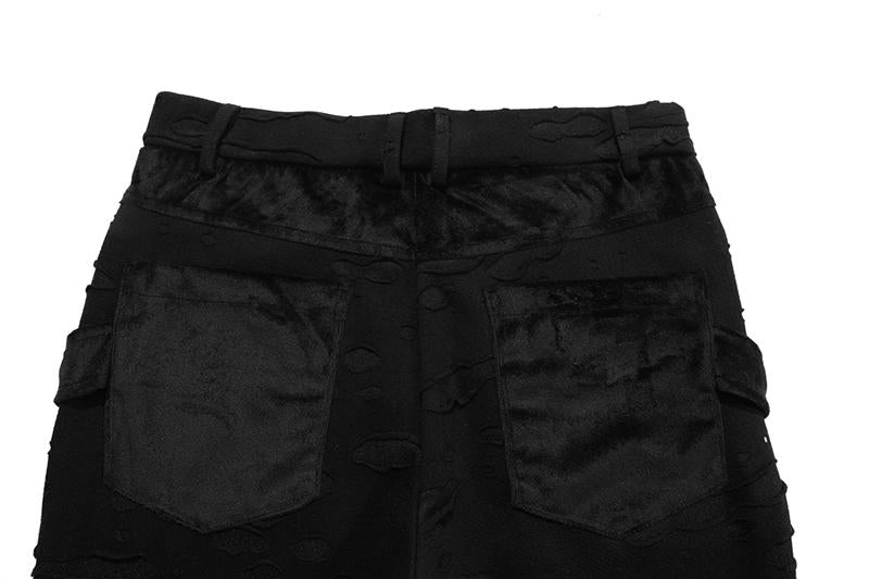 JUSTNOTAG Washed Destroyed Flare Pants Poches Casual Micro Pantalon de survêtement évasé Streetwear Slim Fit Zipper Joggers