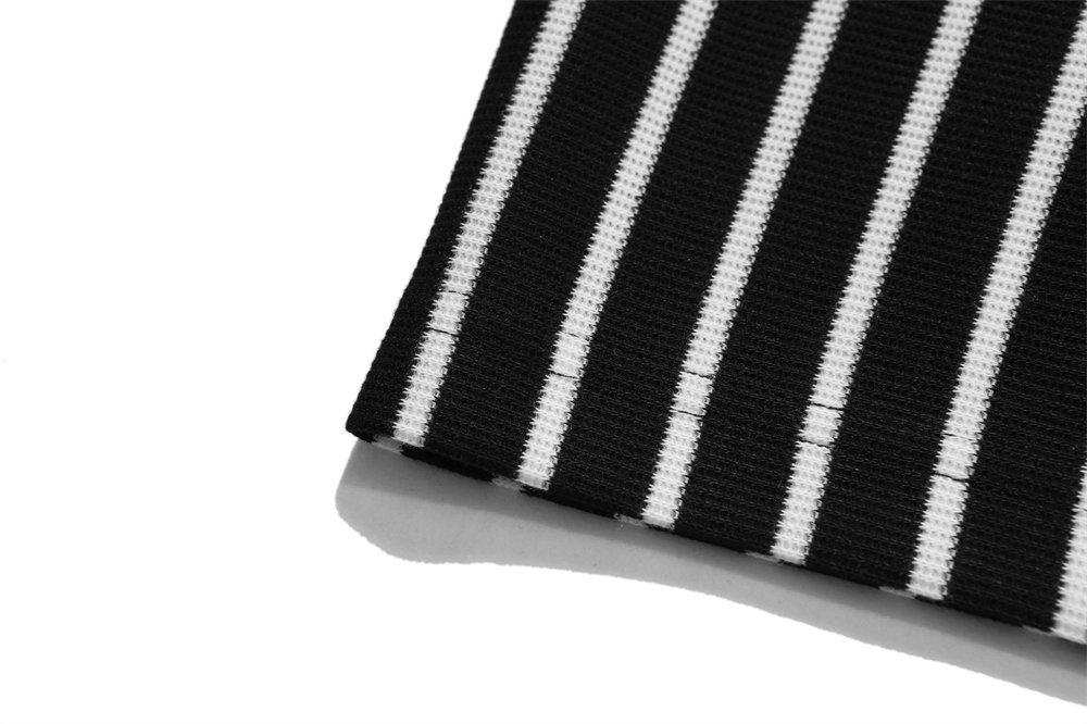 JUSTNOTAG Foaming Letter Print Striped V-neck Sweatshirts
