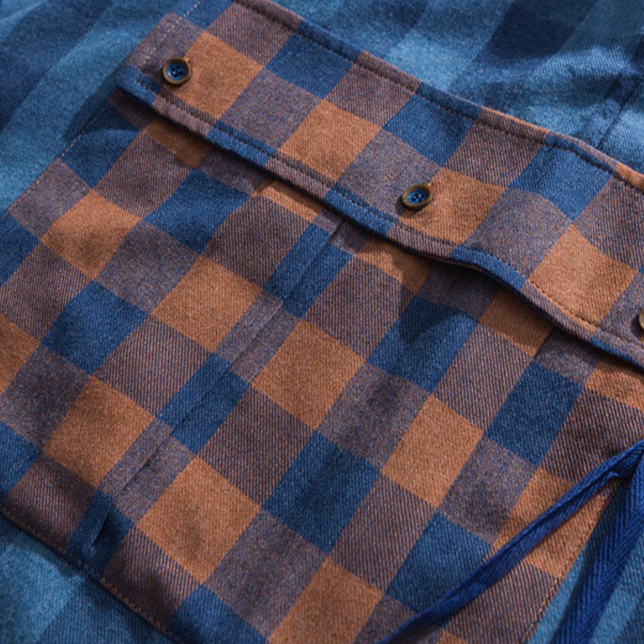 Chemise à manches longues à carreaux contrastants Vintage Justnotag