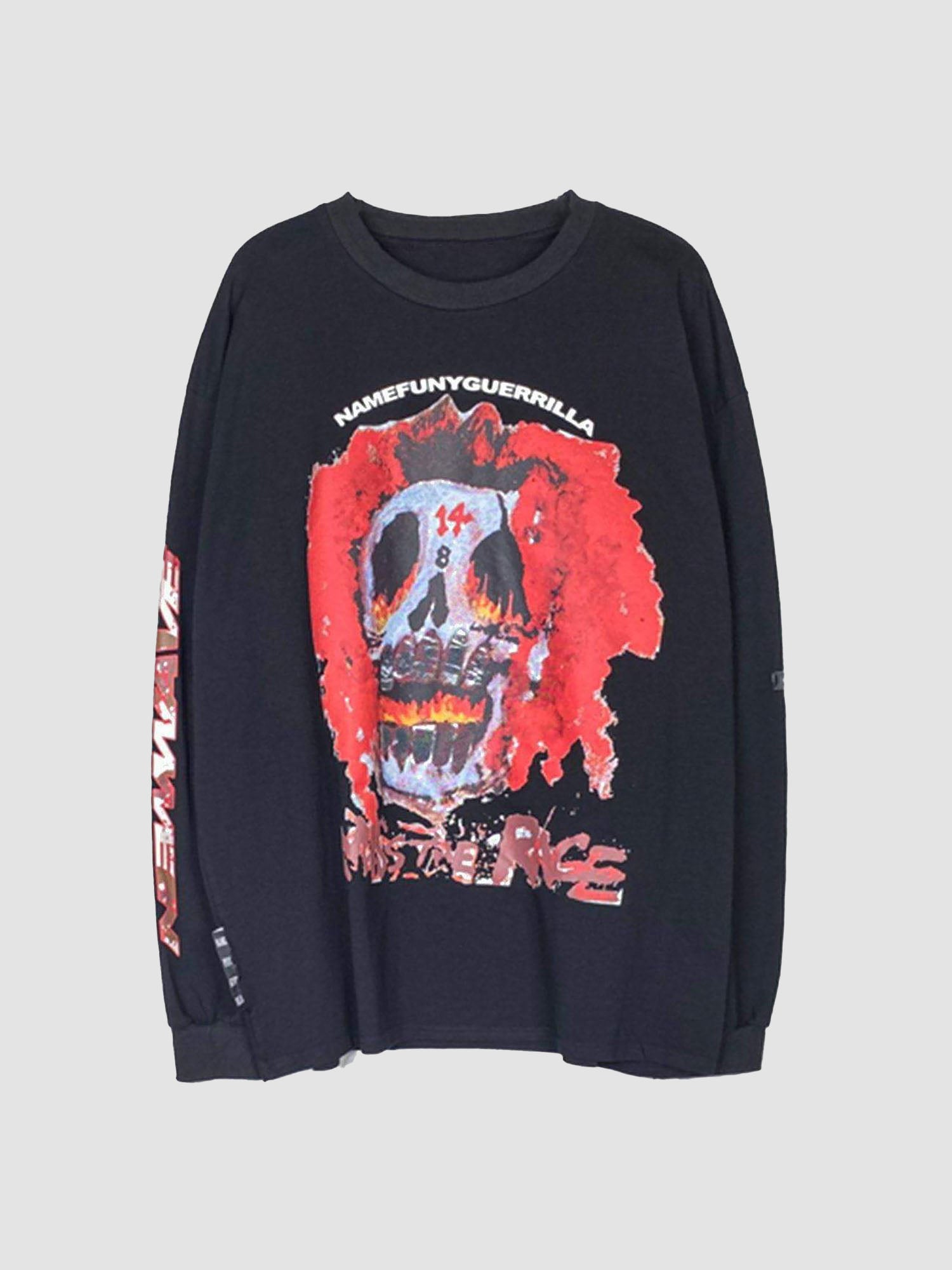JUSTNOTAG Vintage Scarlet Skull Print Oversized Washed Sweatshirt