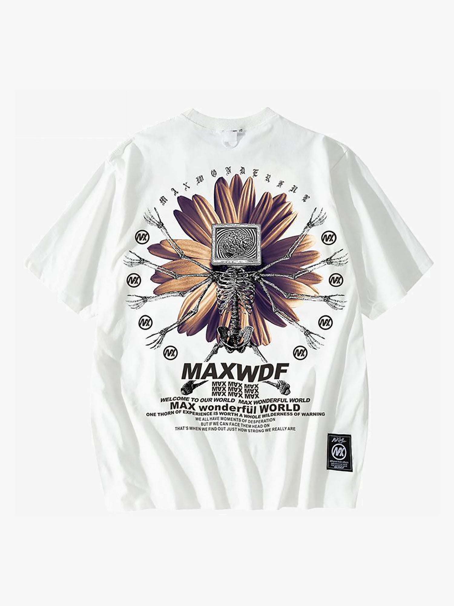 T-shirt a maniche corte in cotone stampato Justnotag Skeleton Flower