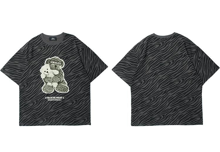 Justnotag T-shirt à manches courtes imprimé ours rayé Zebra