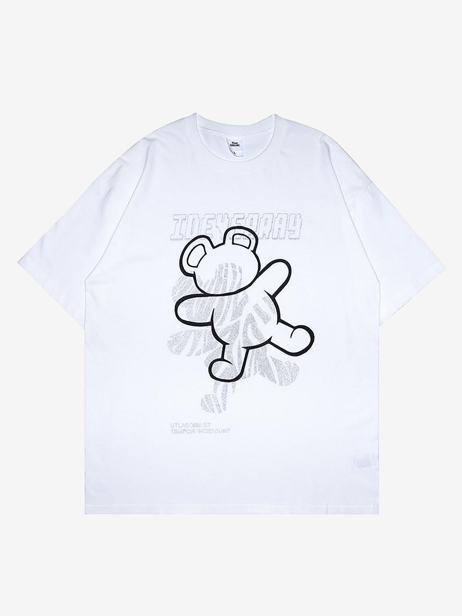 Justnotag T-shirt a maniche corte con orso di cartone animato Zebra Strip dipinta a mano