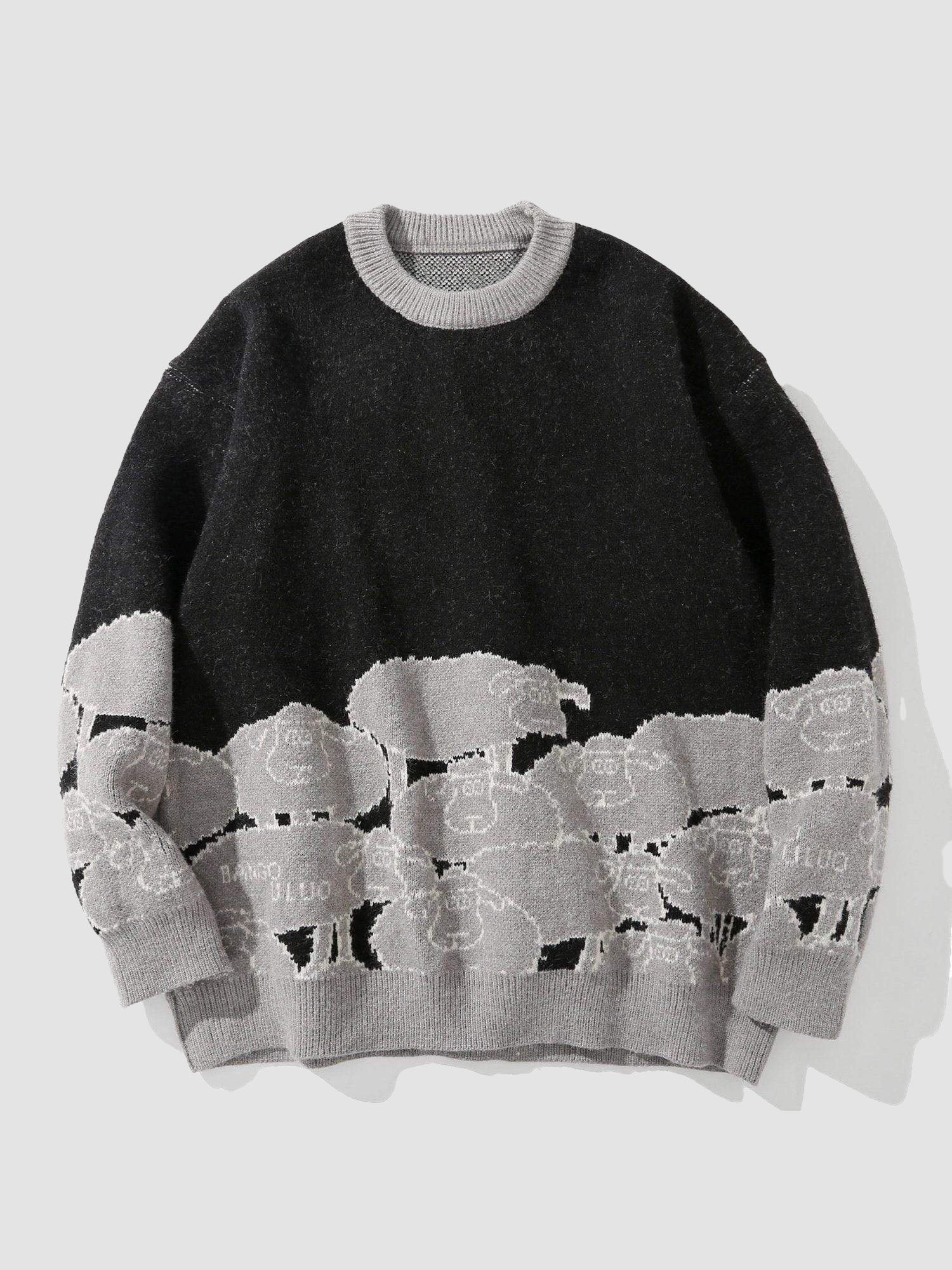 JUSTNOTAG Vintage Cartoon Sheep Print Sweaters