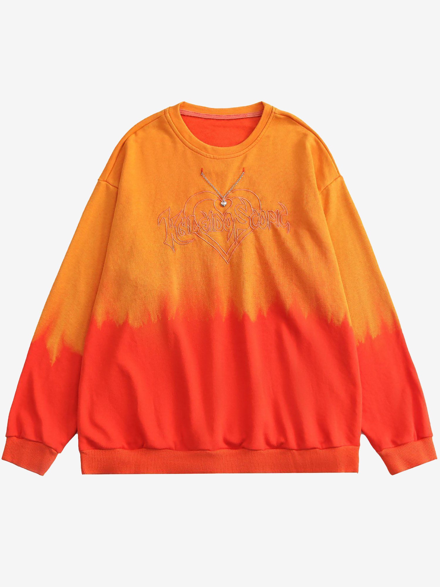 JUSTNOTAG Gradient Embroidery Heart Chain Sweatshirt