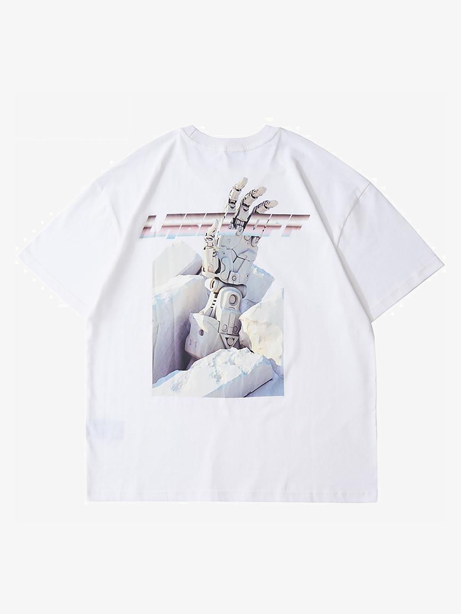 T-shirt à manches courtes Justnotag Hip Hop Letter Robot Hand Print