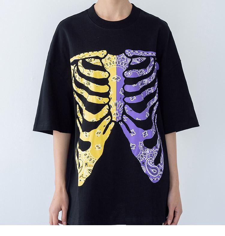 JUSTNOTAG T-shirt a maniche corte con scheletro multicolore
