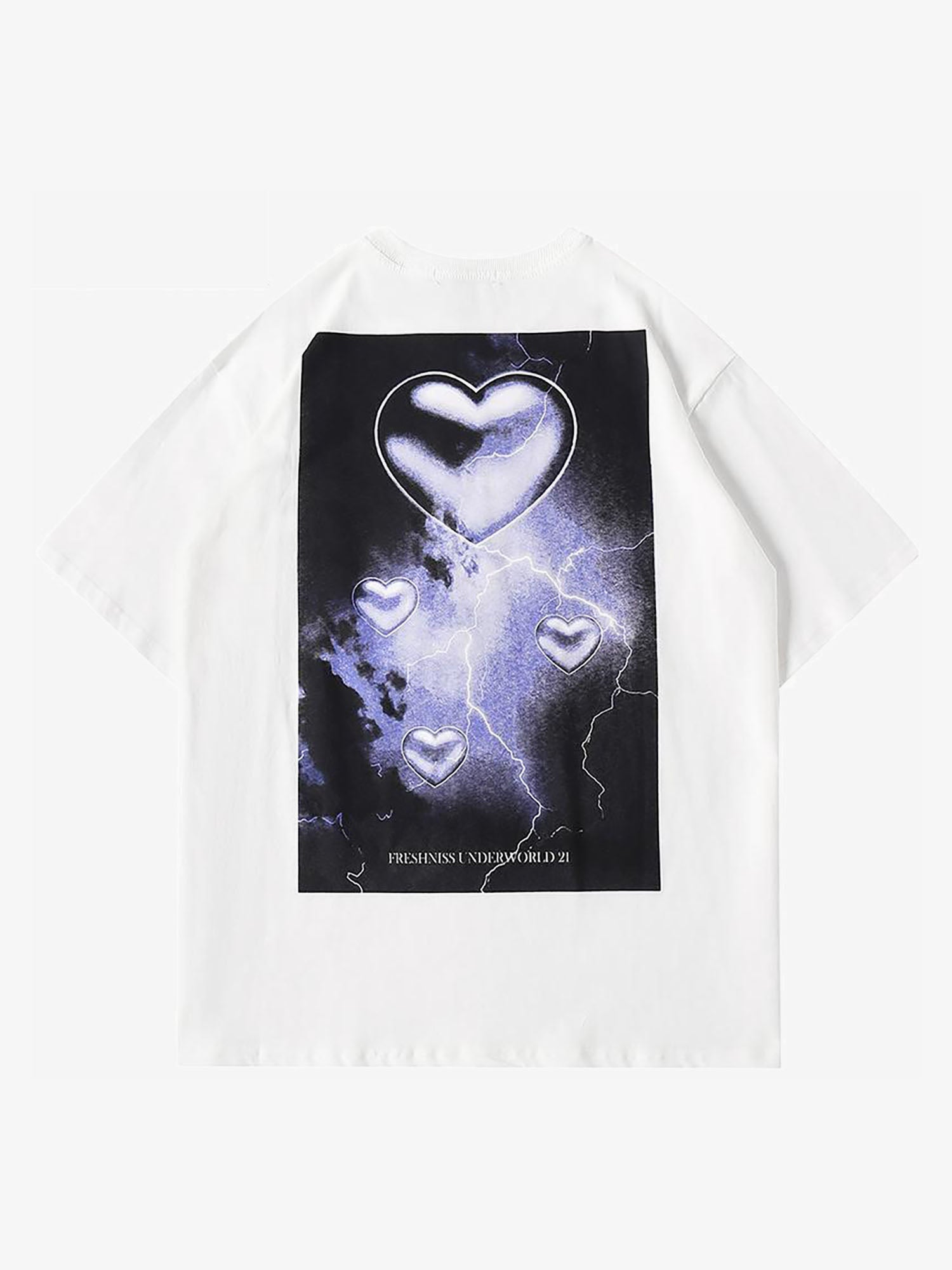 Justnotag Letter Heart Lightning Print Kurzarm-T-Shirt