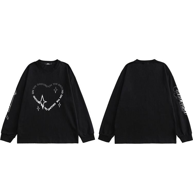 JUSTNOTAG Heart letter color transition Long Sleeve Sweatshirts
